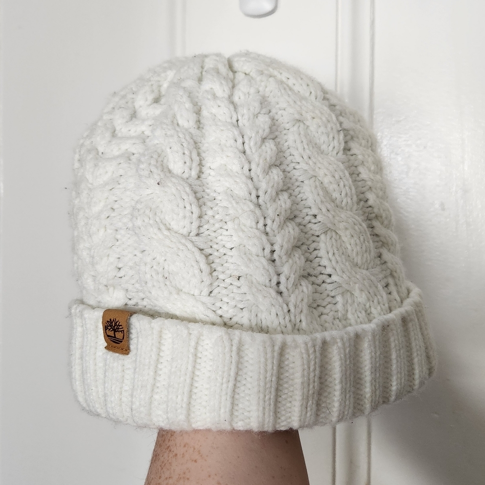 Timberland white knit beanie